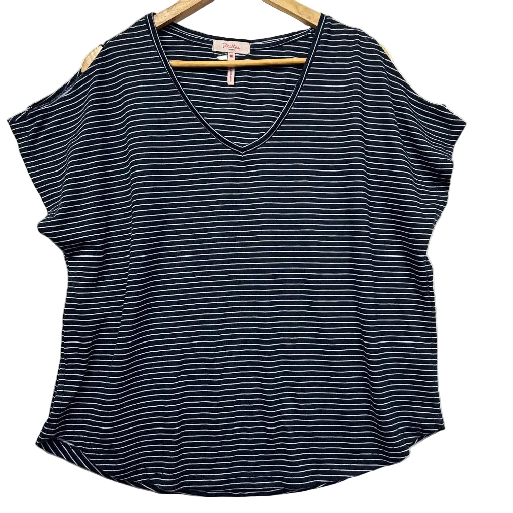 Millers Navy Striped Top - Size 18