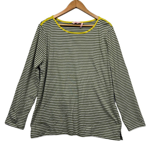 Millers Olive Cotton Striped Top - Size 22
