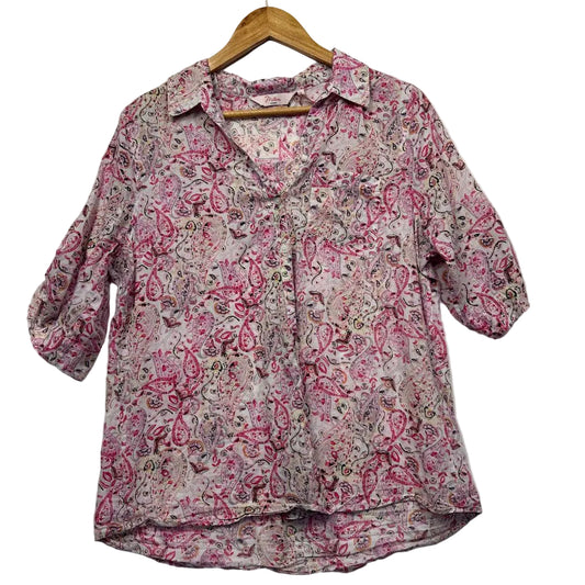 Millers Pink Cotton Paisley Shirt - Size 14