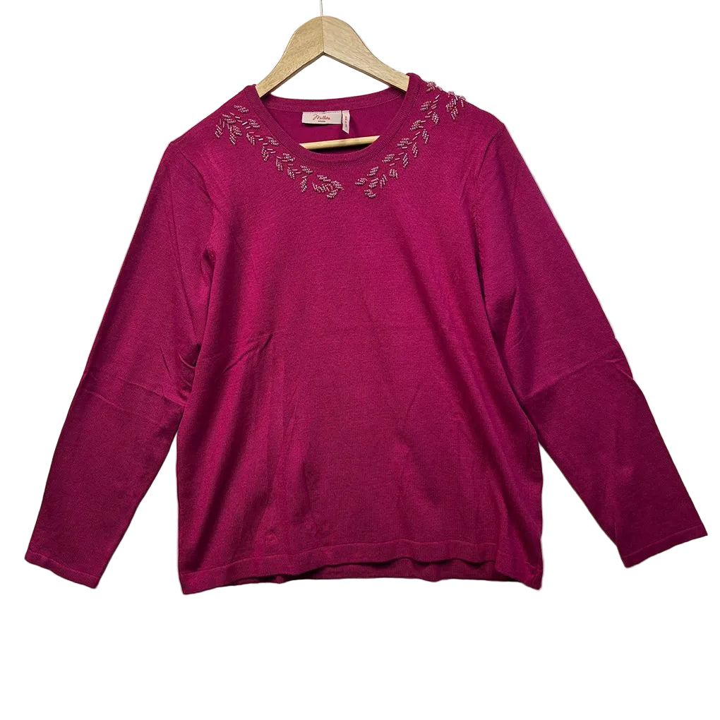 Millers Pink Knit Beaded Top - Size XL