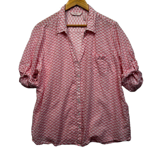 Millers Pink Print Cotton Shirt - Size 20