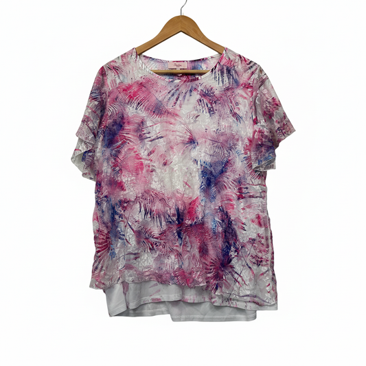 Millers Pink Purple Abstract Print Layered Top - Size 16