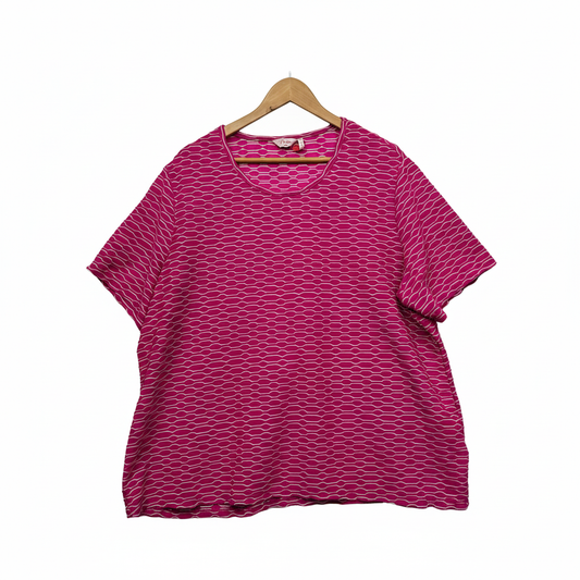 Millers Pink Textured Short Sleeve Top - Size 22