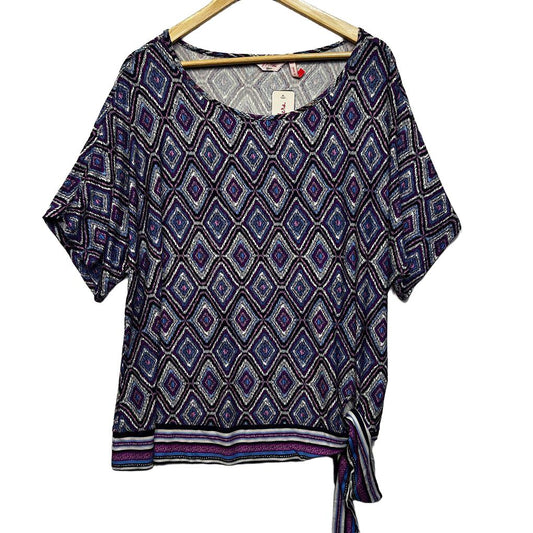 Millers Purple Geometric Short Sleeve Top - Size 22