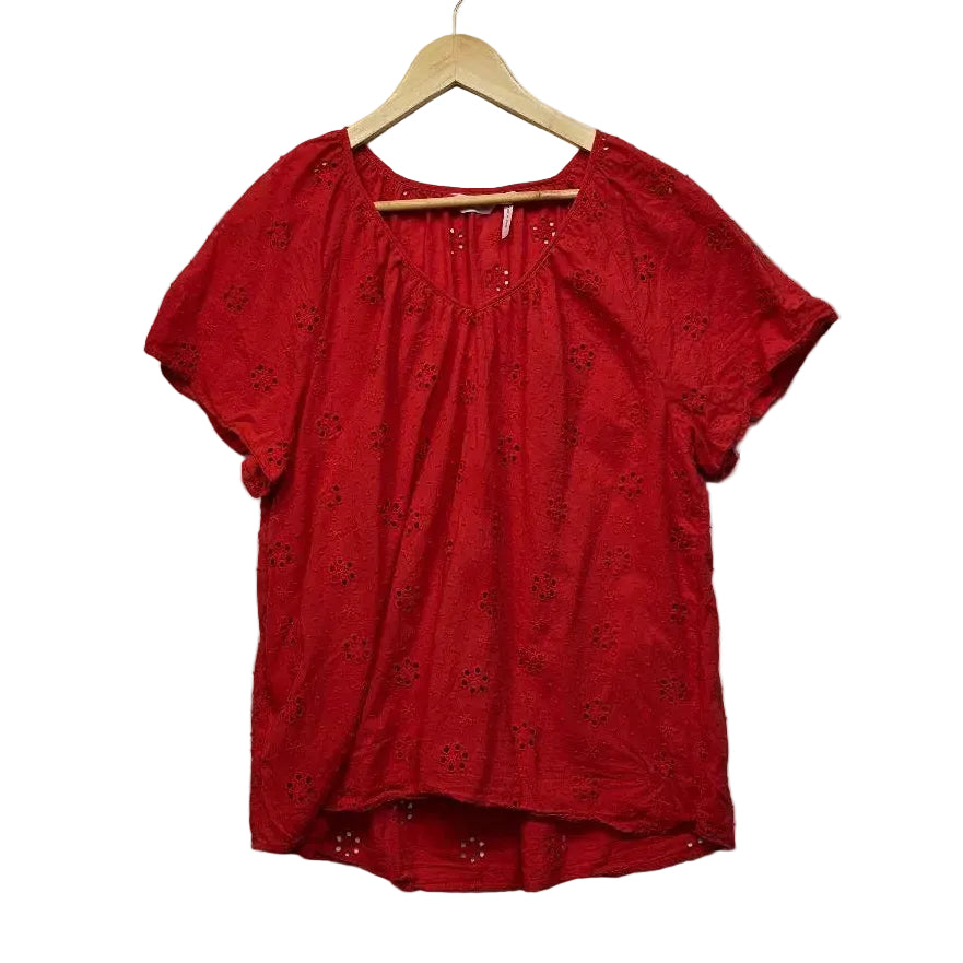 Millers Red Broderie Cotton Top - Size 20