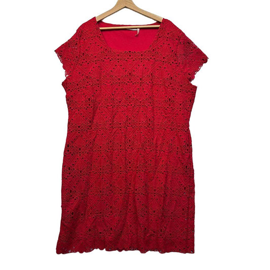 Millers Red Broderie Dress - Size 22