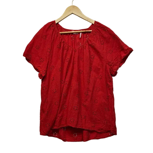 Millers Red Broderie Cotton Top - Size 20