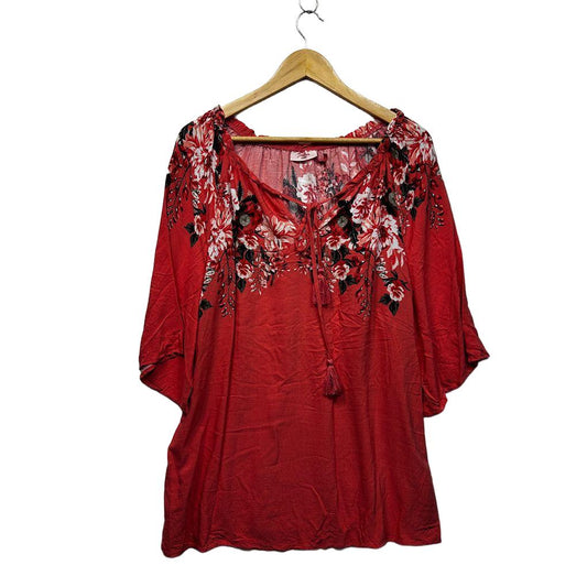 Millers Red Floral Plus Size Top - Size 18