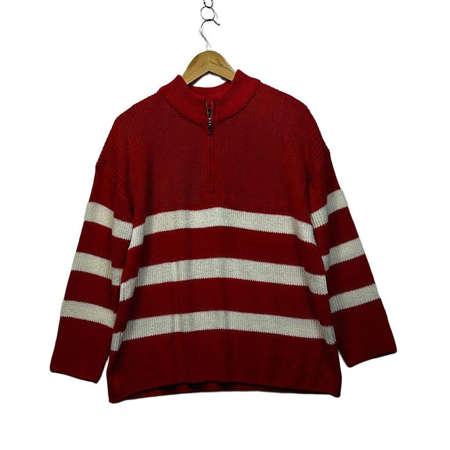 Millers Red Stripe Zip Jumper - Size L