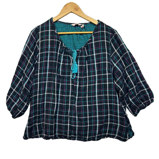 Millers Teal Check Cotton Top - Size 22