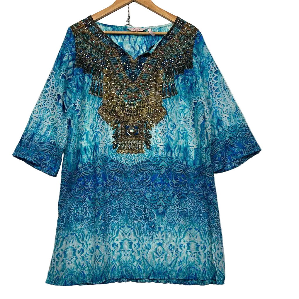 Millers Teal Embellished Kaftan - Size 12
