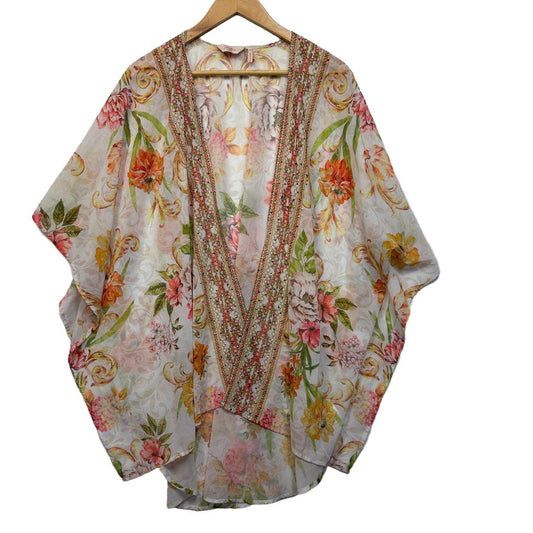 Millers White Floral Kaftan Top - Size 16