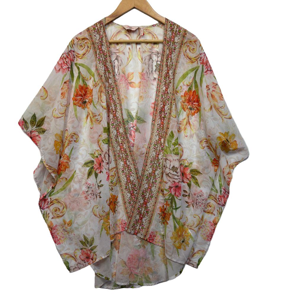 Millers White Floral Kaftan Top - Size 16
