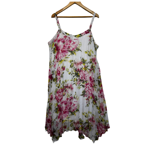 Millers White Floral Pleated Dress - Size 18
