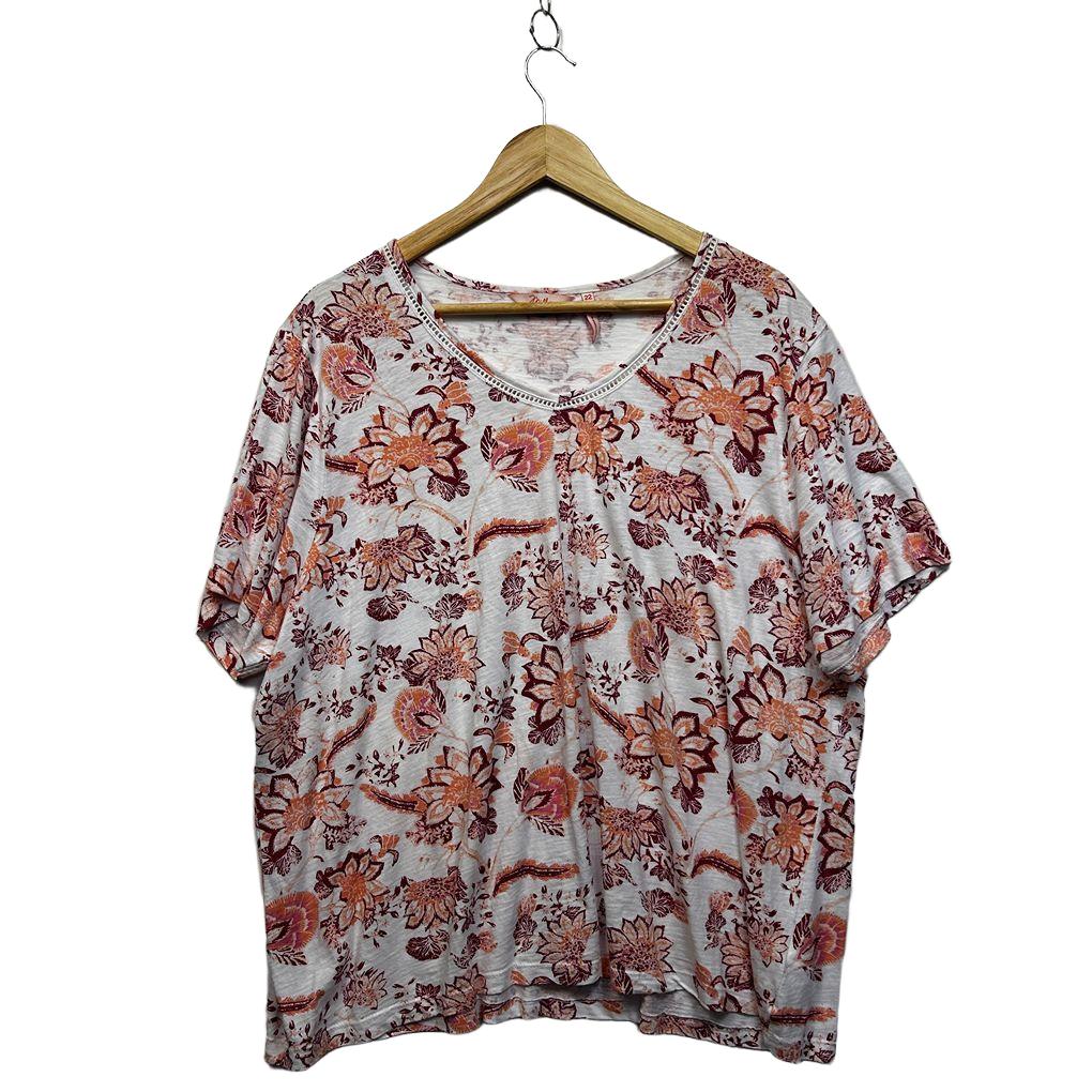 Millers White Floral Plus Size Cotton Top - Size 22