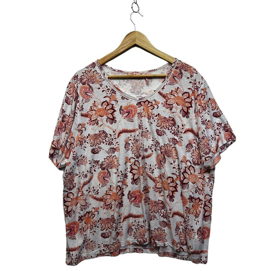 Millers White Floral Plus Size Cotton Top - Size 22