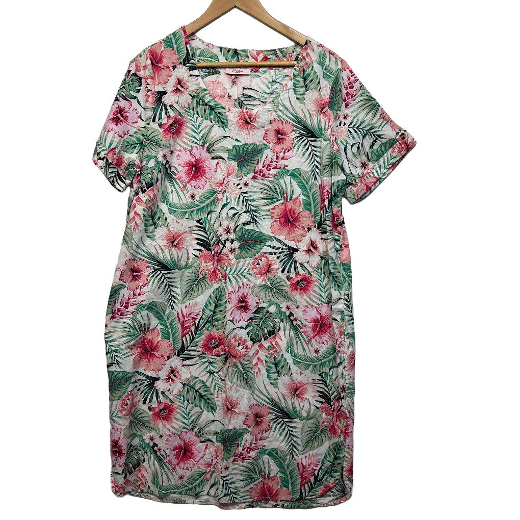 Millers White Multicoloured Cotton Dress - Size 16