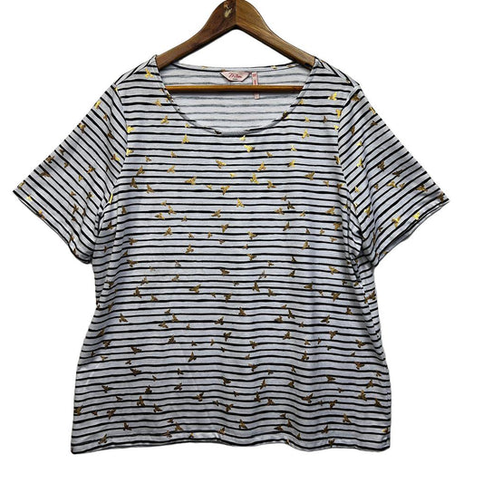 Millers White Striped Cotton Top - Size 22
