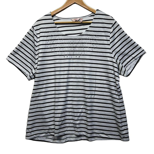 Millers White Striped Cotton Top - Size 22