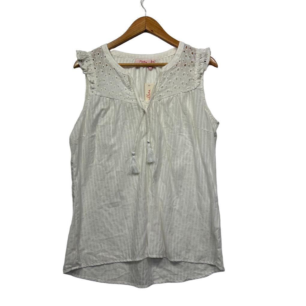 Millers Woman White Cotton Broderie Tank - Size 14