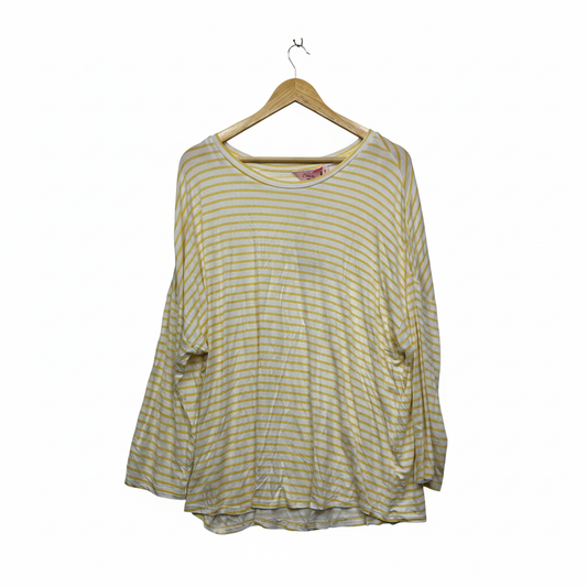 Millers Yellow White Striped Casual Top - Size 20