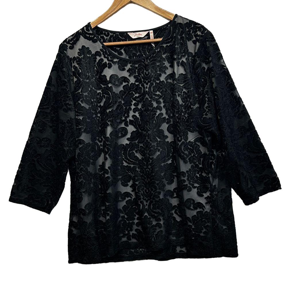 Millers Black Lace Top - Size 22