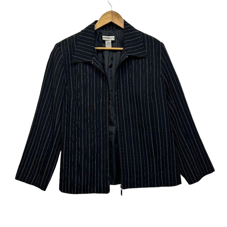 Millers Black Pinstripe Jacket - Size 16