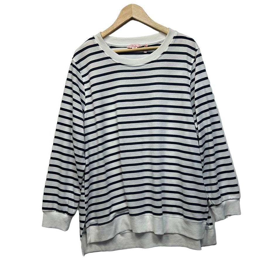 Millers Navy Striped Cotton Jumper - Size 20