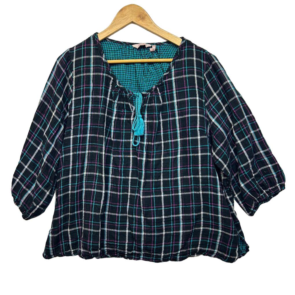 Millers Teal Check Cotton Top - Size 22
