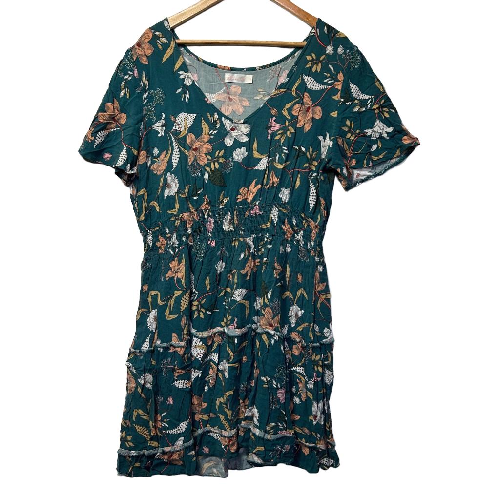 Miracle Teal Floral Dress - Size 18