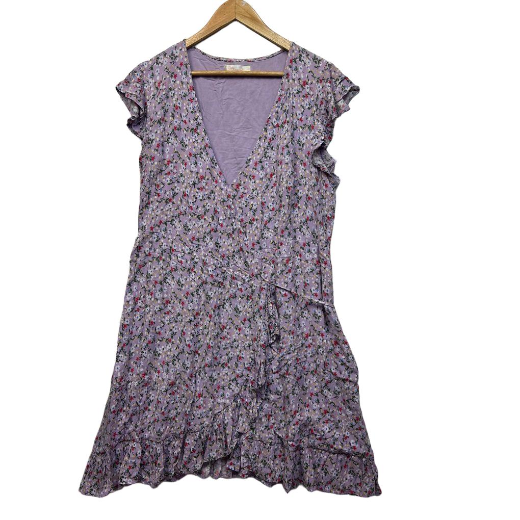 Miracle Lilac Floral Wrap Dress - Size 18