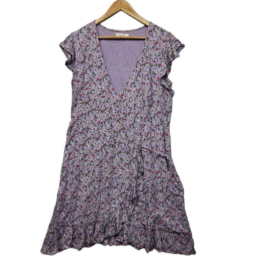 Miracle Lilac Floral Wrap Dress - Size 18