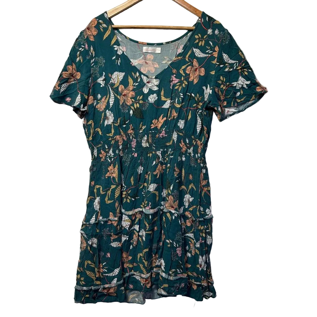 Miracle Teal Floral Dress - Size 18