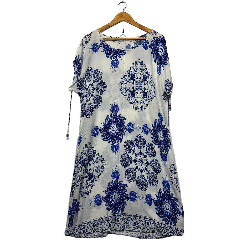 Missy Q Blue/White Floral Dress - Size 16