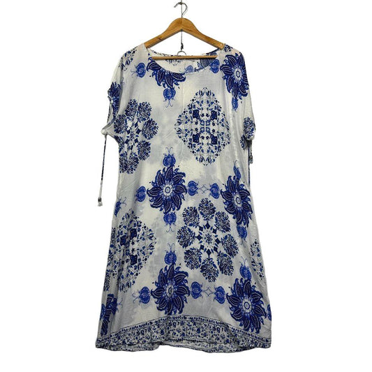 Missy Q Blue/White Floral Dress - Size 16