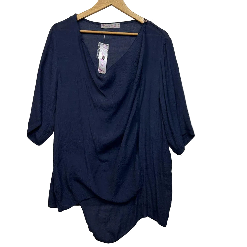 Missy Q Navy Cotton Top - Size 14
