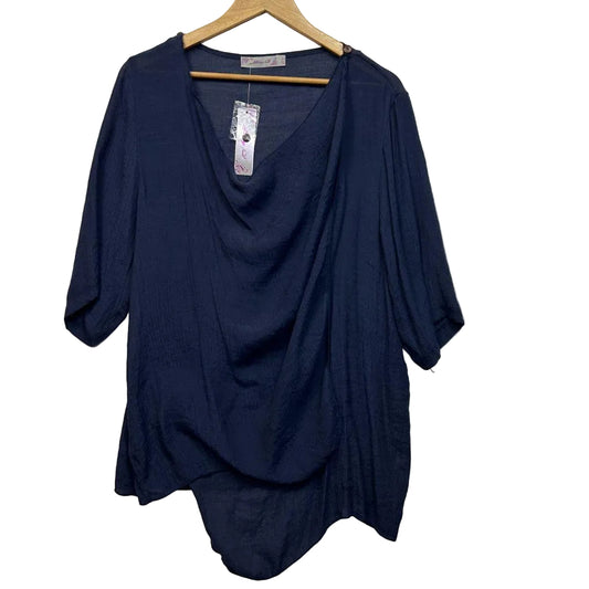 Missy Q Navy Cotton Top - Size 14