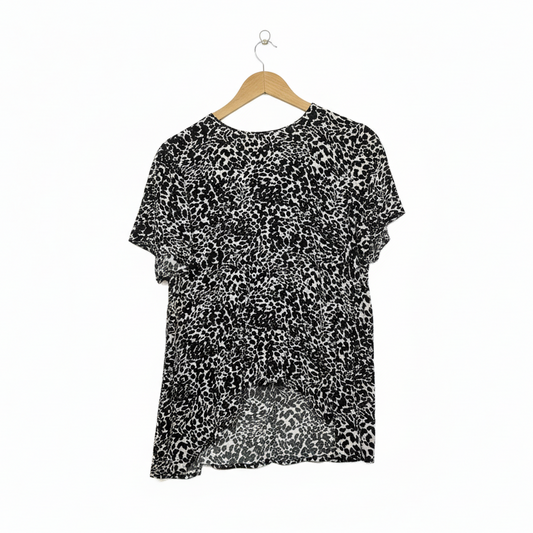 Mister Zimi Black and White Animal Print Top - Size 14