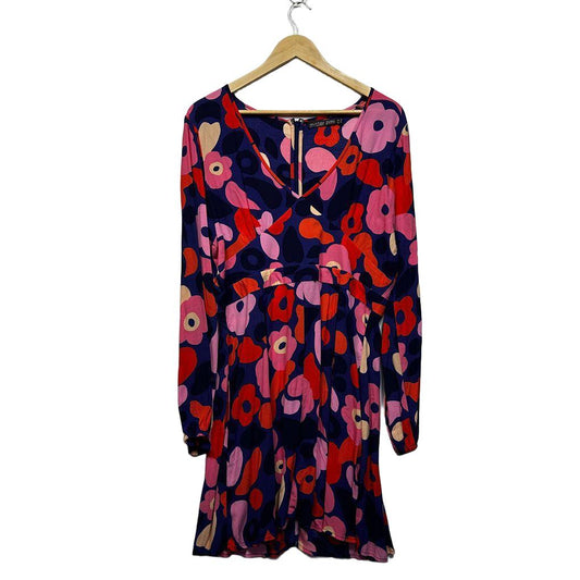 Mister Zimi Multicoloured Floral Long Sleeve Dress - Size 14