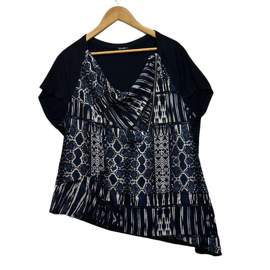 Moda Black Print Top - Size 18