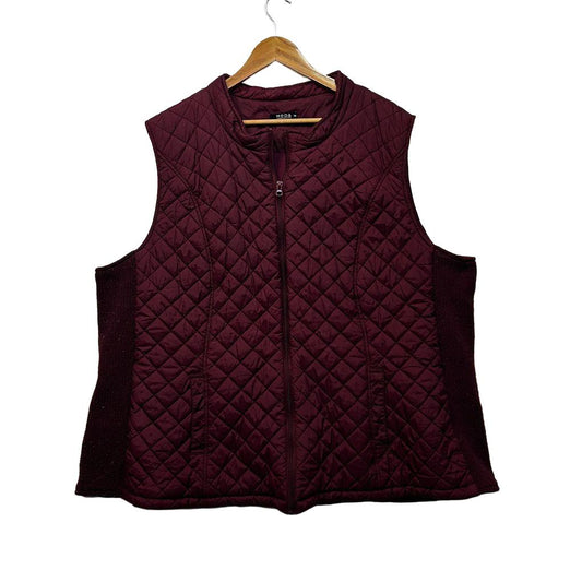 Moda Burgundy Plus Size Cotton Quilted Vest - Size 28