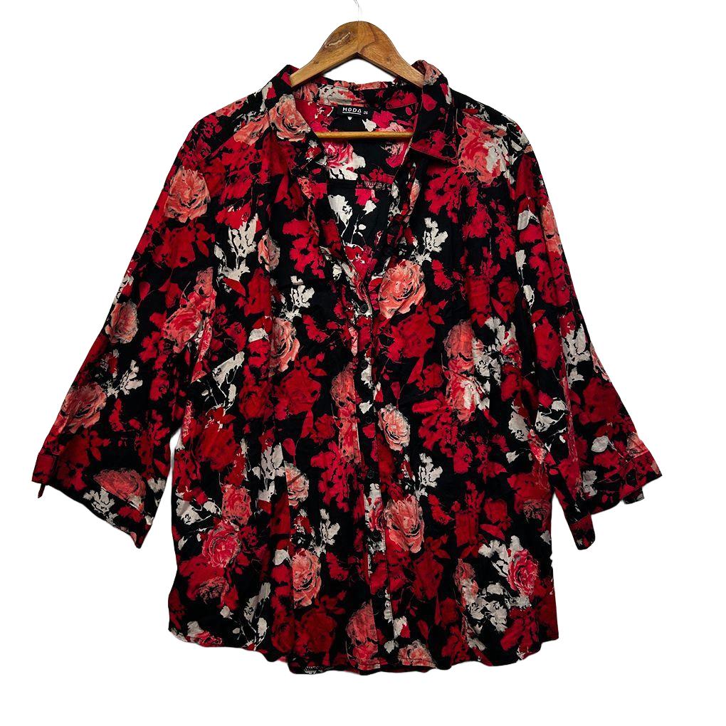 Moda Red and Black Cotton Shirt - Size 26