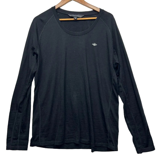Mountain Designs Black Long Sleeve 100% Merino Top - Size 20