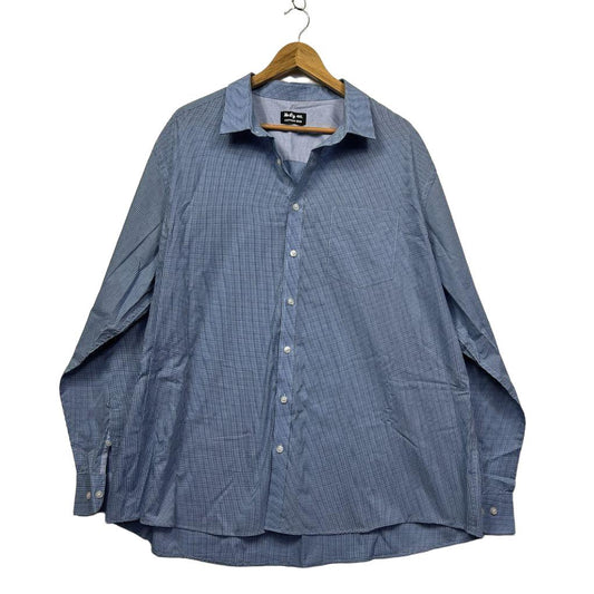 Mr Big Blue Gingham Cotton Button-Front Shirt - Size 4XL
