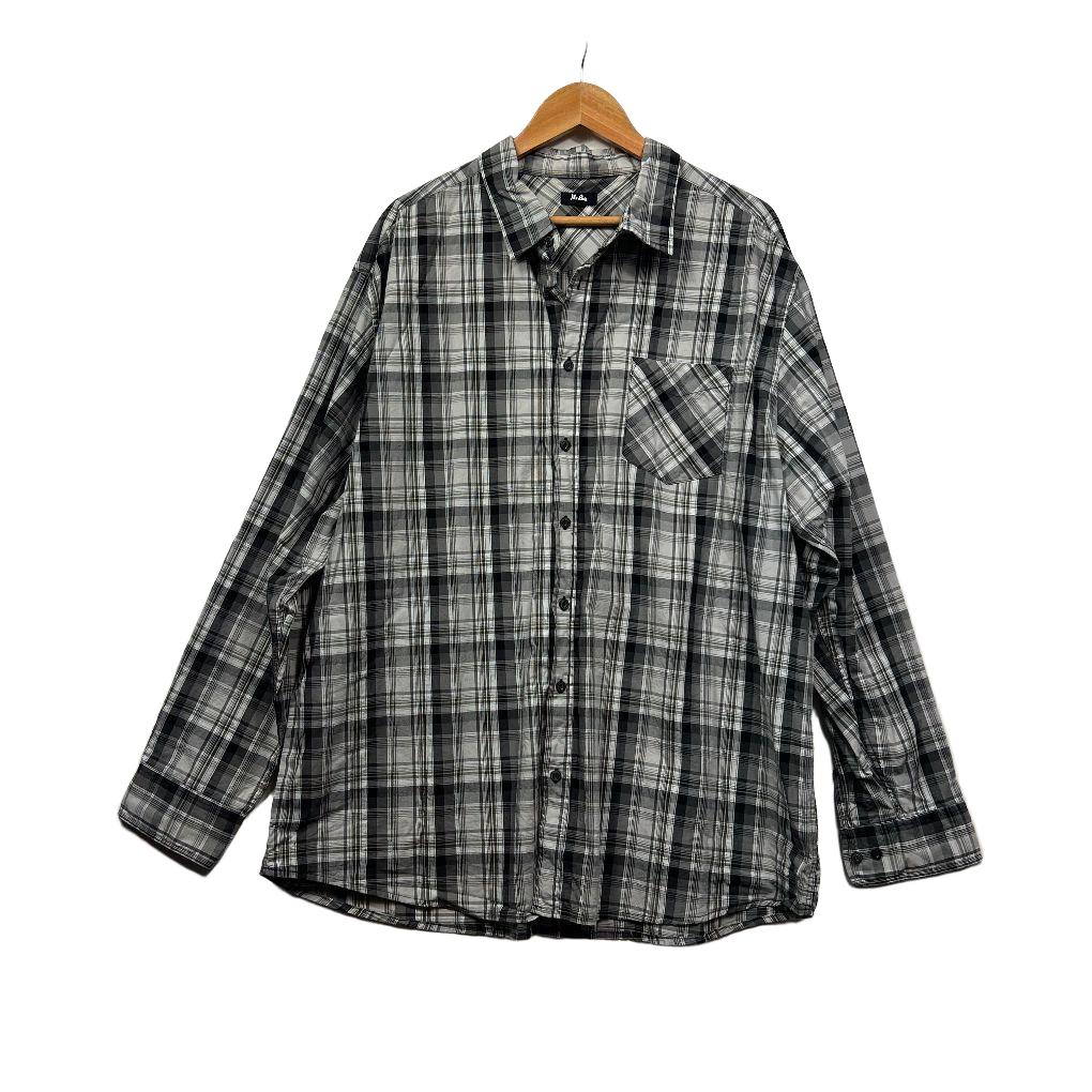 Mr Big Grey Plaid Cotton Shirt - Size 4XL