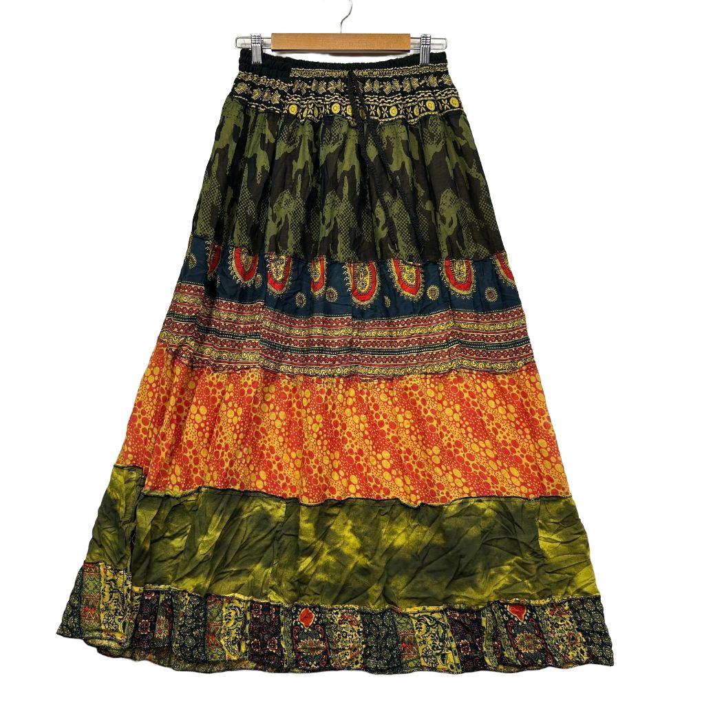 Multicolour Viscose Tiered Maxi Skirt - One Size
