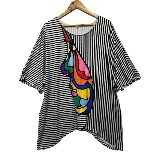 Multicoloured Striped Top - Size 3XL