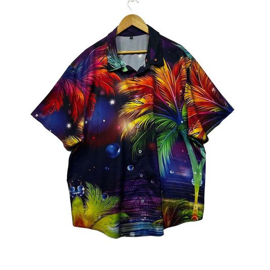 Multicoloured Tropical Print Mens Shirt - Size 5XL