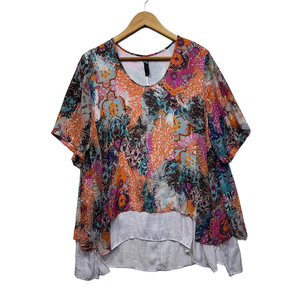 Taking Shape Multicoloured Top - Size 20