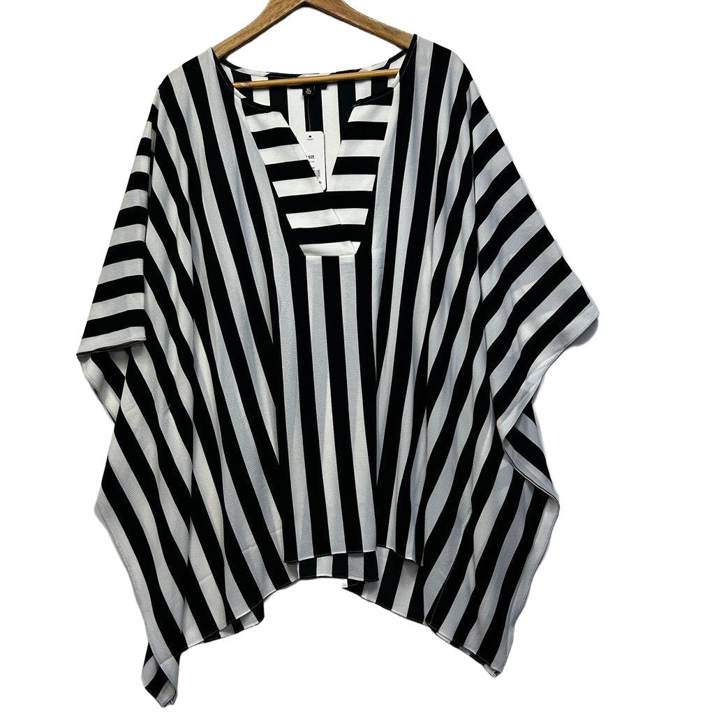 My Size Black White Striped Plus Size Tunic Top - Size XL/22